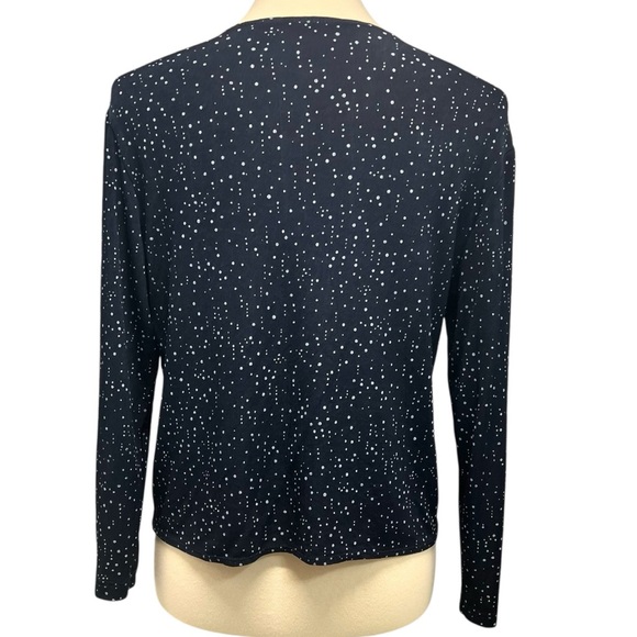 Chico’s Additions 3 Piece Slinky Navy Blue Dot Tank Skirt & Tie Waist Jacket 4/6 - Picture 9 of 16